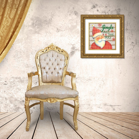 Jolly Santa III Gold Ornate Wood Framed Art Print with Double Matting by Brent, Paul