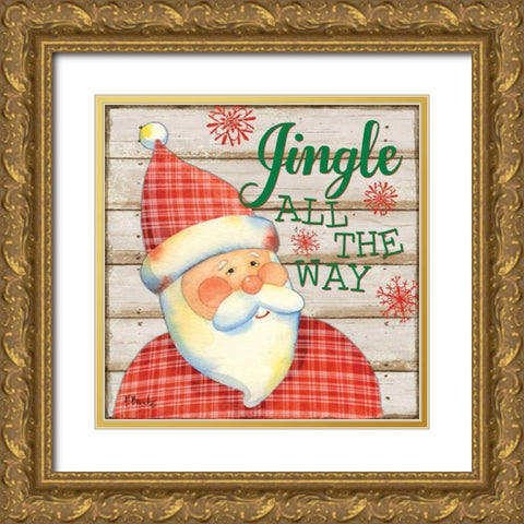 Jolly Santa III Gold Ornate Wood Framed Art Print with Double Matting by Brent, Paul