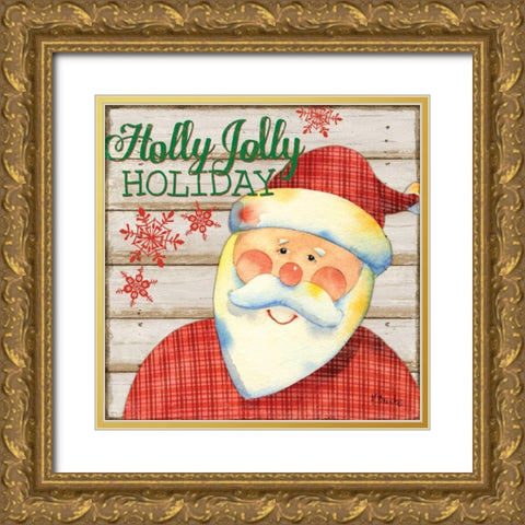 Jolly Santa IV Gold Ornate Wood Framed Art Print with Double Matting by Brent, Paul