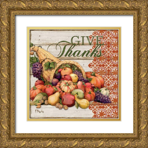 Give Thanks I Gold Ornate Wood Framed Art Print with Double Matting by Brent, Paul