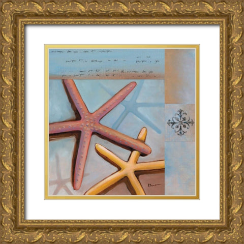 Sanibel Starfish Gold Ornate Wood Framed Art Print with Double Matting by Brent, Paul