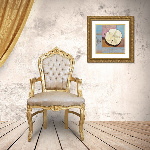 Sanibel Sand Dollar Gold Ornate Wood Framed Art Print with Double Matting by Brent, Paul