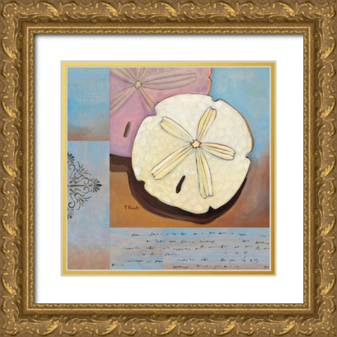 Sanibel Sand Dollar Gold Ornate Wood Framed Art Print with Double Matting by Brent, Paul