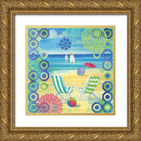 Geo Beach I Gold Ornate Wood Framed Art Print with Double Matting by Brent, Paul