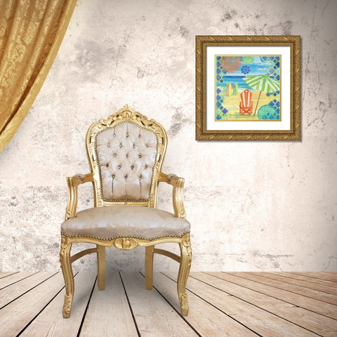 Geo Beach II Gold Ornate Wood Framed Art Print with Double Matting by Brent, Paul