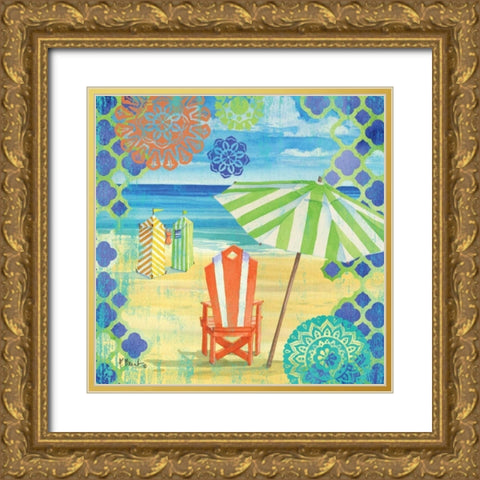 Geo Beach II Gold Ornate Wood Framed Art Print with Double Matting by Brent, Paul