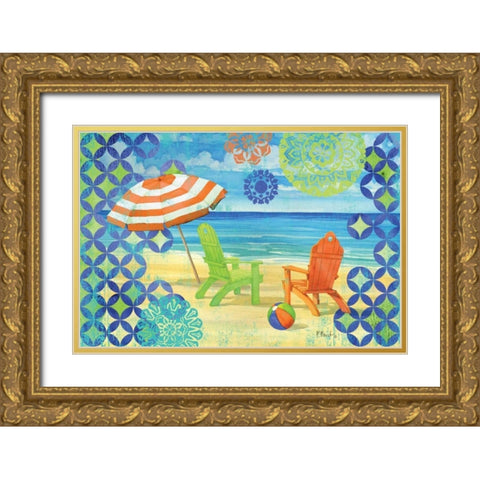 Geo Beach III Gold Ornate Wood Framed Art Print with Double Matting by Brent, Paul