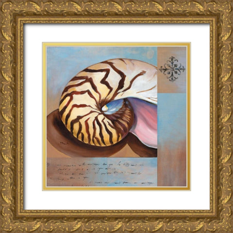 Sanibel Nautilus Gold Ornate Wood Framed Art Print with Double Matting by Brent, Paul