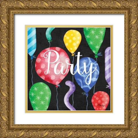 Celebration Balloons II Gold Ornate Wood Framed Art Print with Double Matting by Brent, Paul