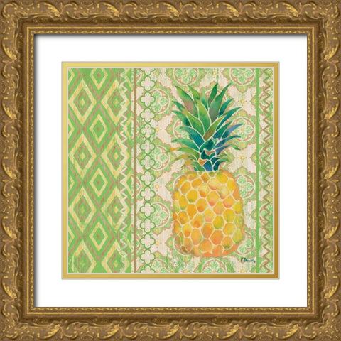 Fruit Ikat I Gold Ornate Wood Framed Art Print with Double Matting by Brent, Paul