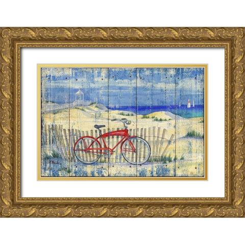 Red Beach Cruiser Gold Ornate Wood Framed Art Print with Double Matting by Brent, Paul