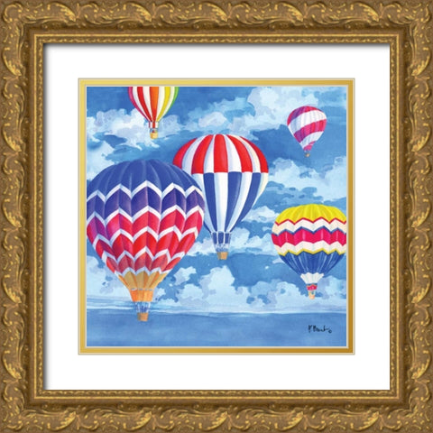 Balloons I Gold Ornate Wood Framed Art Print with Double Matting by Brent, Paul
