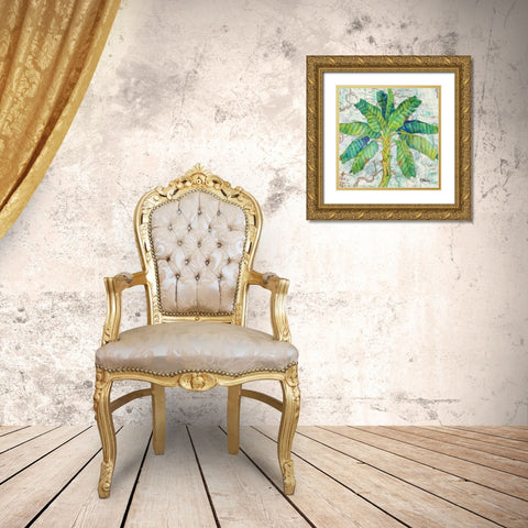 Aqueous Palm II Gold Ornate Wood Framed Art Print with Double Matting by Brent, Paul