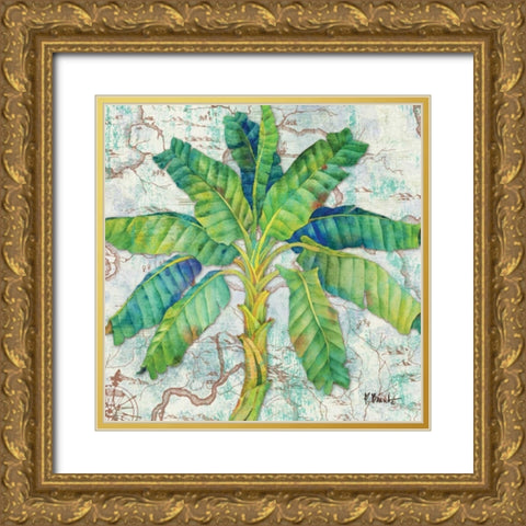 Aqueous Palm II Gold Ornate Wood Framed Art Print with Double Matting by Brent, Paul