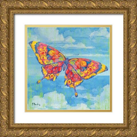 Wild Blue Butterfly Gold Ornate Wood Framed Art Print with Double Matting by Brent, Paul