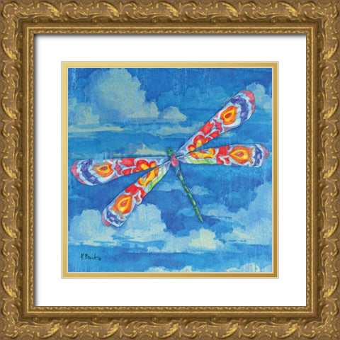 Wild Blue Dragonfly Gold Ornate Wood Framed Art Print with Double Matting by Brent, Paul