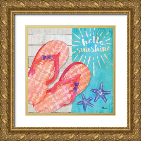 Sunshine Sandals I Gold Ornate Wood Framed Art Print with Double Matting by Brent, Paul
