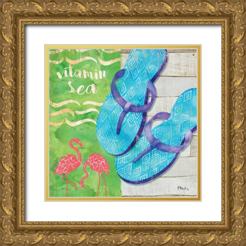 Sunshine Sandals II Gold Ornate Wood Framed Art Print with Double Matting by Brent, Paul
