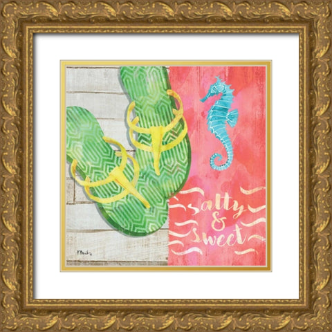 Sunshine Sandals III Gold Ornate Wood Framed Art Print with Double Matting by Brent, Paul