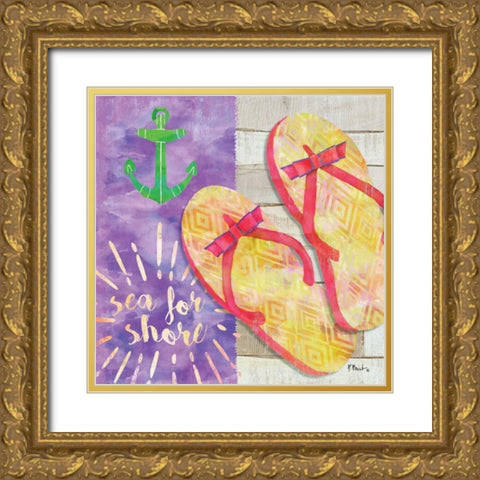 Sunshine Sandals IV Gold Ornate Wood Framed Art Print with Double Matting by Brent, Paul