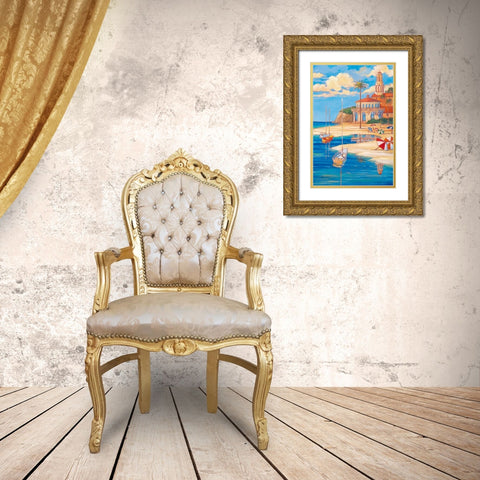 Beach Club II Gold Ornate Wood Framed Art Print with Double Matting by Brent, Paul