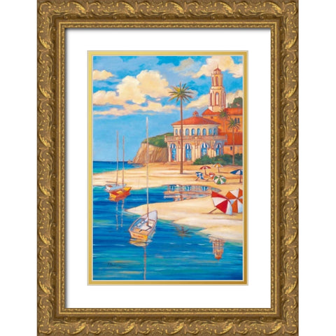 Beach Club II Gold Ornate Wood Framed Art Print with Double Matting by Brent, Paul