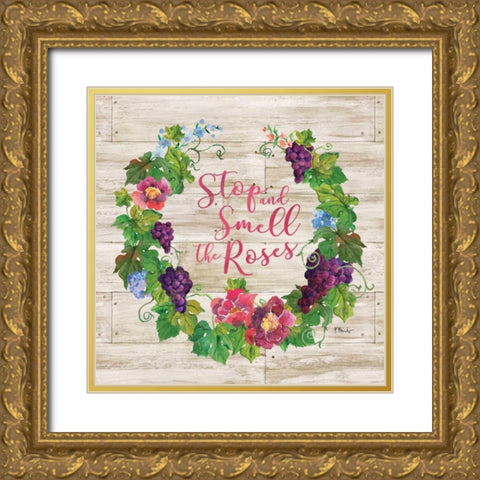 Smell the Roses Gold Ornate Wood Framed Art Print with Double Matting by Brent, Paul