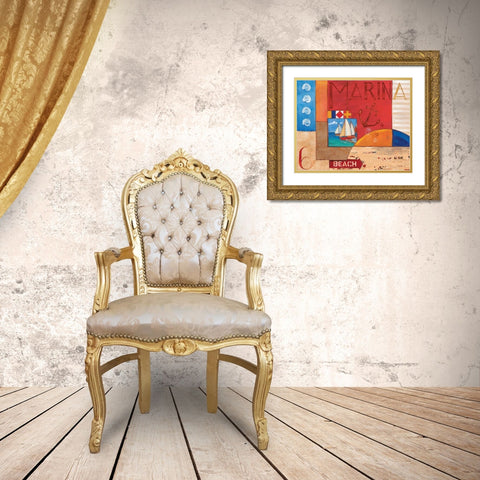 Portofino Collage II Gold Ornate Wood Framed Art Print with Double Matting by Brent, Paul