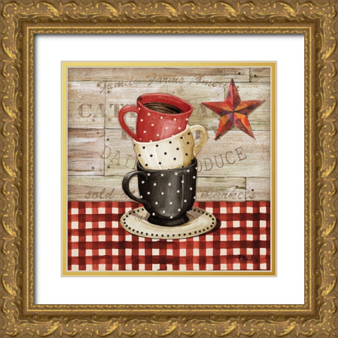 Farmhouse Coffee Cups II Gold Ornate Wood Framed Art Print with Double Matting by Brent, Paul