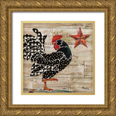 Farmhouse Rooster I Gold Ornate Wood Framed Art Print with Double Matting by Brent, Paul