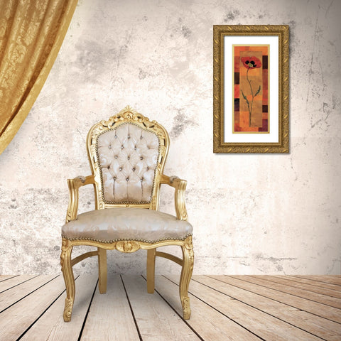 Goa Poppy Panel I Gold Ornate Wood Framed Art Print with Double Matting by Brent, Paul
