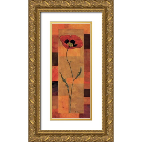 Goa Poppy Panel I Gold Ornate Wood Framed Art Print with Double Matting by Brent, Paul