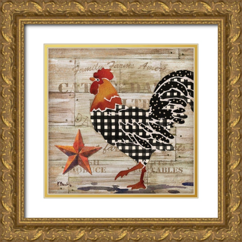 Farmhouse Rooster II Gold Ornate Wood Framed Art Print with Double Matting by Brent, Paul
