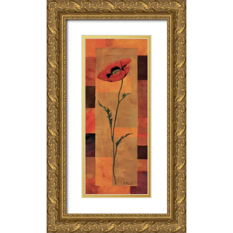 Goa Poppy Panel II Gold Ornate Wood Framed Art Print with Double Matting by Brent, Paul