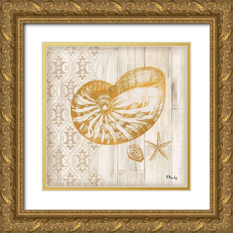 Saint Tropez Shells III Gold Ornate Wood Framed Art Print with Double Matting by Brent, Paul