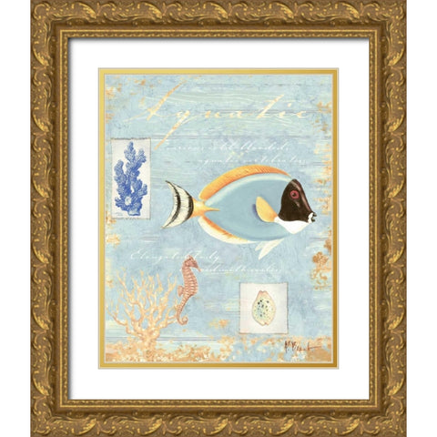 Aquatic Gold Ornate Wood Framed Art Print with Double Matting by Brent, Paul