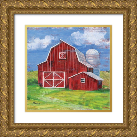 Homeland Barn II Gold Ornate Wood Framed Art Print with Double Matting by Brent, Paul