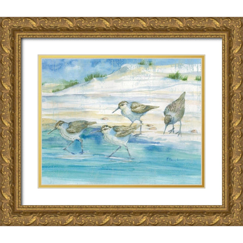 Sandy Sandpipers II Gold Ornate Wood Framed Art Print with Double Matting by Brent, Paul