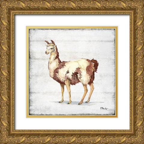 Farmhouse Llama II Gold Ornate Wood Framed Art Print with Double Matting by Brent, Paul