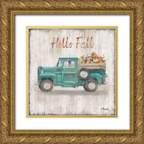 Truckin Into Fall Gold Ornate Wood Framed Art Print with Double Matting by Brent, Paul
