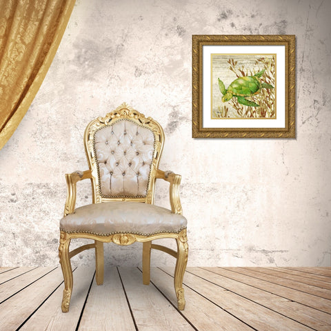Calypso Turtles II Gold Ornate Wood Framed Art Print with Double Matting by Brent, Paul