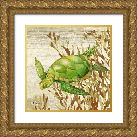 Calypso Turtles II Gold Ornate Wood Framed Art Print with Double Matting by Brent, Paul