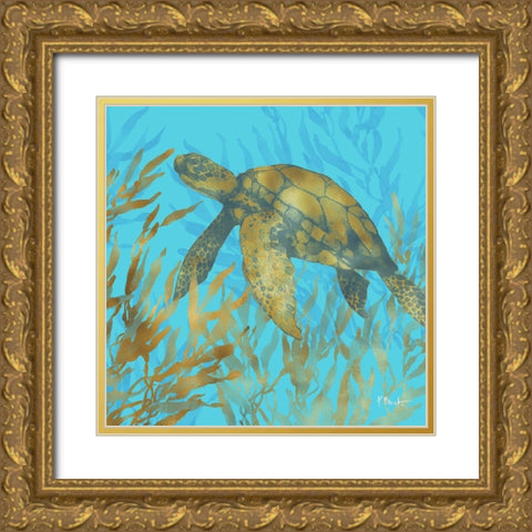 Cedar Key Turtle II Gold Ornate Wood Framed Art Print with Double Matting by Brent, Paul