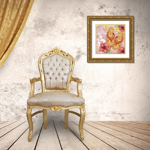 Key West Sandals I Gold Ornate Wood Framed Art Print with Double Matting by Brent, Paul