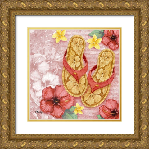 Key West Sandals I Gold Ornate Wood Framed Art Print with Double Matting by Brent, Paul