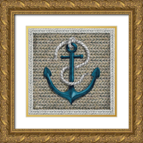 Nautical Basketweave II Gold Ornate Wood Framed Art Print with Double Matting by Brent, Paul
