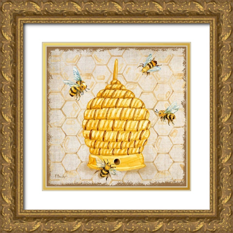 Honeybee Haven I Gold Ornate Wood Framed Art Print with Double Matting by Brent, Paul