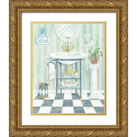 Wash Basin Gold Ornate Wood Framed Art Print with Double Matting by Brent, Paul