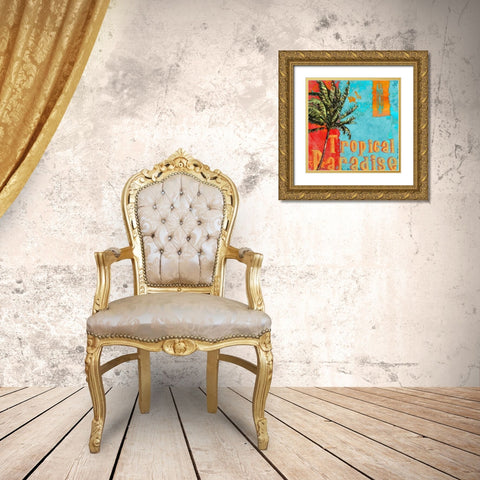 Rojo Palm I Gold Ornate Wood Framed Art Print with Double Matting by Brent, Paul