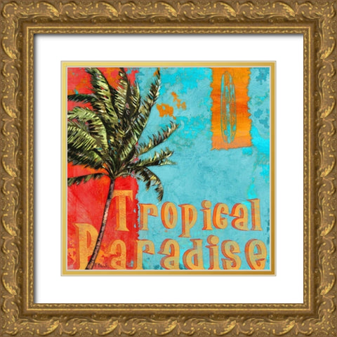 Rojo Palm I Gold Ornate Wood Framed Art Print with Double Matting by Brent, Paul